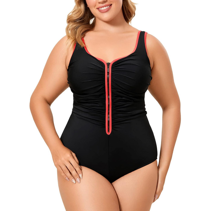 Купальник жіночий Delimira великий розмір з блискавкою спереду, 48, багатокольоровий