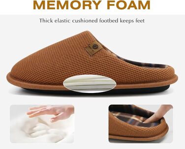 Чоловічі домашні капці ONCAI з ефектом пам'яті (Memory Foam), утеплені штучним хутром, з гумовою підошвою для дому та вулиці, Khaki, розмір 49 EU