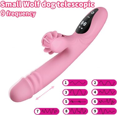 Вібратор для жінок з 9 функціями, нагрівання, силікон, дільдо, масажний стрижень, рожевий