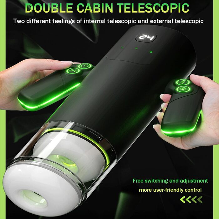 Електричний мастурбатор для чоловіків з подвійним руків'ям, 5 режимів всмоктування, 5 телескопічних відстаней та 10 вібрацій, реалістична 3D-структура вагіни