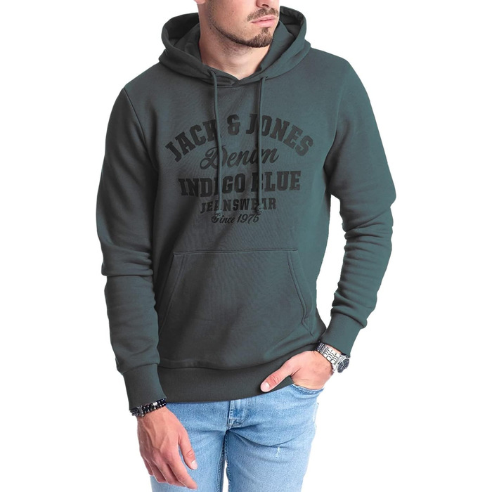 Чоловіче худі з капюшоном Jack & Jones Logo edona age Mika 4, темно-сіре (S)