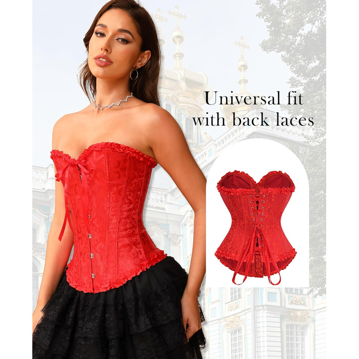 Корсет Vrapo для жінок - бюст-корсет, шнурівка, талія, спідня білизна, червоний, XS