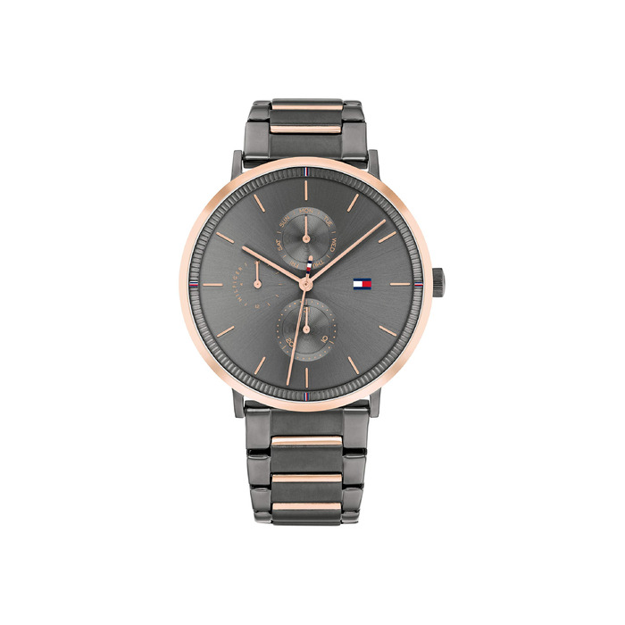 Жіночий багатофункціональний кварцовий годинник Tommy Hilfiger Gunmetal Gray, водонепроникність 3ATM, сталевий ремінець