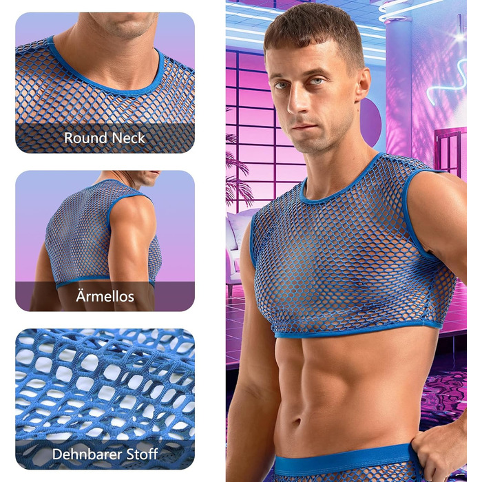 Футболка сітка Amy Couee чоловіча, сітка, майка (M, блакитна)