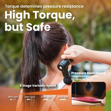 Міні-перкусійний масажер PISOOKA X Mini Massage Gun (66W) – Компактний ультралегкий масажер для глибокого масажу м'язів, шиї та спини, алюмінієвий корпус, 4 насадки, USB-C, чорний
