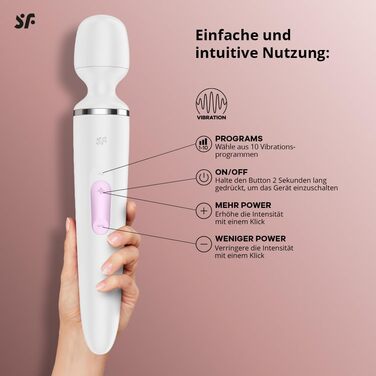 Satisfyer Wand-er Woman: Масажер-паличка з 50 режимами вібрації | Інтимні іграшки для жінок та чоловіків | Тихий та потужний вібратор для тіла | Білий колір