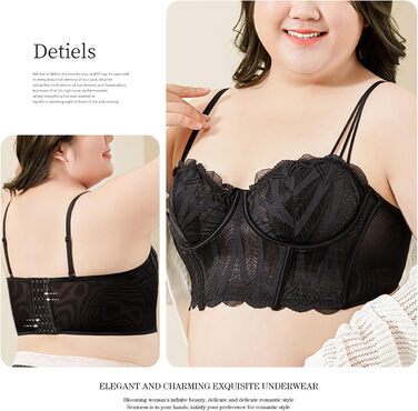 Чорний бюстгальтер Necalisi Dirndl BH з пуш-ап та мереживом, розмір 38/85C, для вечірніх та весільних суконь