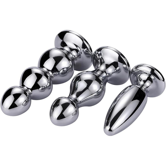 Металевий анальний плагін Tplkxurib 3 розміри: анальний стимулятор, дildo з нержавіючої сталі з діамантовою основою, масажер простати, анальний дилататор для чоловіків та жінок, сріблястий, L