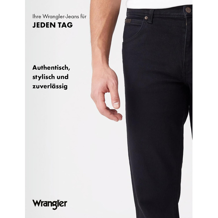 Чоловічі джинси Wrangler Texas Stretch W121XU13M завужені (Tapered), колір Black Overdye, розмір 44W/30L