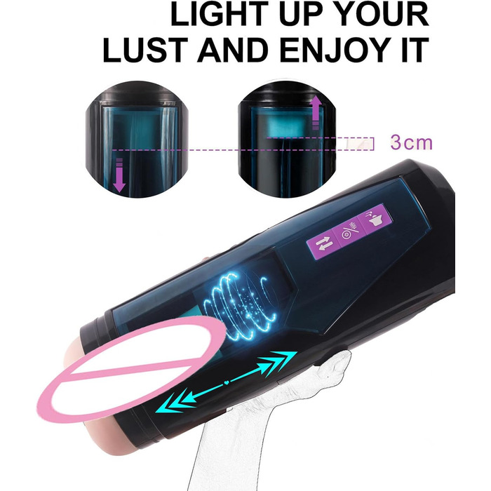 Автоматичний статевий задовольняючий пристрій для чоловіків з 4 телескопічними режимами та 9 вібраційними режимами