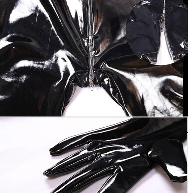 Латексний комбінезон для жінок: чорний, сексуальний, на блискавці, для клубів та сцен, XL