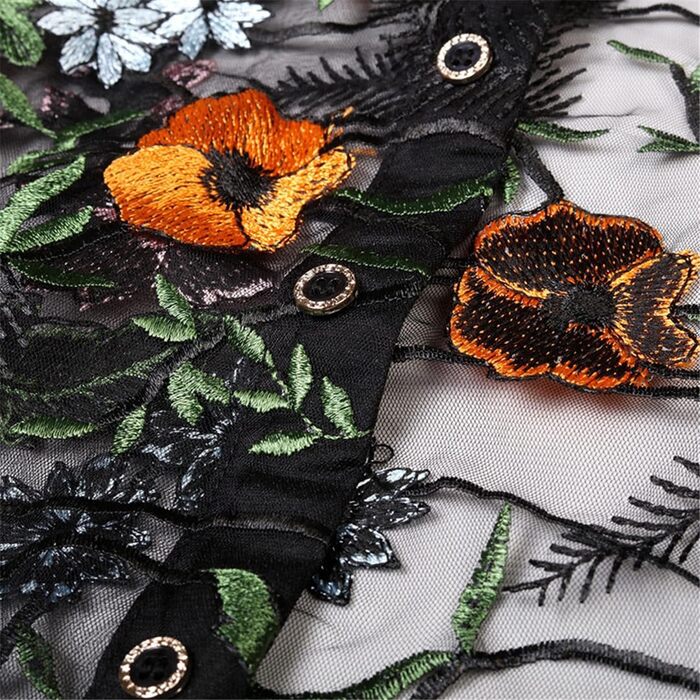 Прозора сорочка для чоловіків Yeuyyben з мереживом та квітковим принтом, блакитна, EU M (72-77 кг)