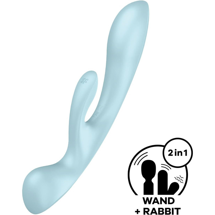 Вібратор Satisfyer Triple Oh G-Punkt Klitoris Stimulator | 3 мотори | Гнучкий, водонепроникний (IPX7) | 2x12 програми | Інтимні іграшки для жінок (блакитний)