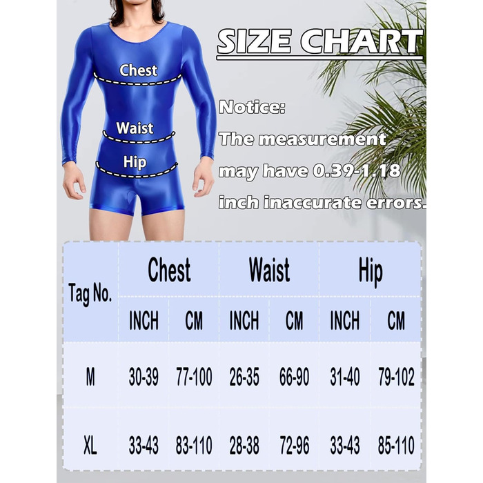 Чоловічий боді з довгими рукавами AIEOE, блискучий, з довгими рукавами, для плавання, XL