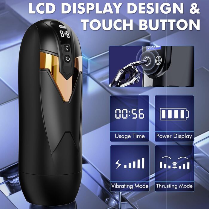 Електричний мастурбатор Sumeber з 9 вібраціями, телескопічною функцією та LCD дисплеєм. Реалістична вагіна для чоловіків