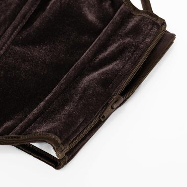 Корсет жіночий Ренесанс SCARLET DARKNESS, темно-коричневий, з мереживом, на шнурівці, вечірній, з оксамиту