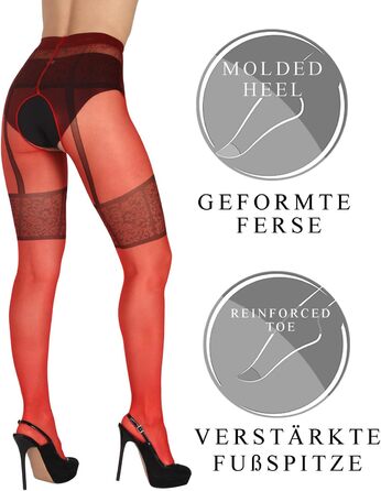 Шкарпетки BANANALU з візерунком, відкритий крок, 20 Den (M, Червоний)