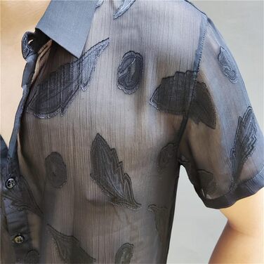 Чоловіча прозора сорочка Yeuyyben, чорна, літня, з коротким рукавом, для клубів та вечірок, розмір EU S (50-65 кг)