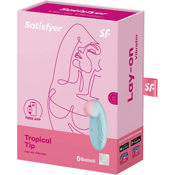 Satisfyer Tropical Tip Connect: Вібратор для клітора з Bluetooth, водонепроникний (IPX7), силіконовий, блакитний
