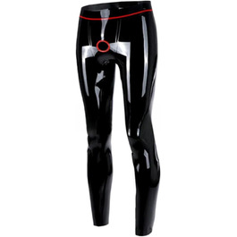 Чоловічі латексні лосини з кільцем на передній частині (чорний та червоний)