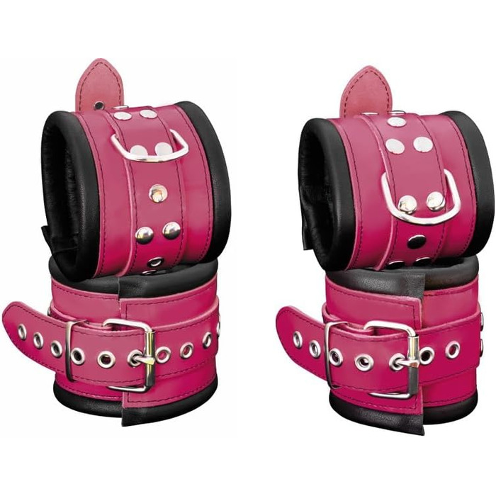 Набір для БДСМ: шкіряне спорядження для зв'язування (набір) - чорний/рожевий