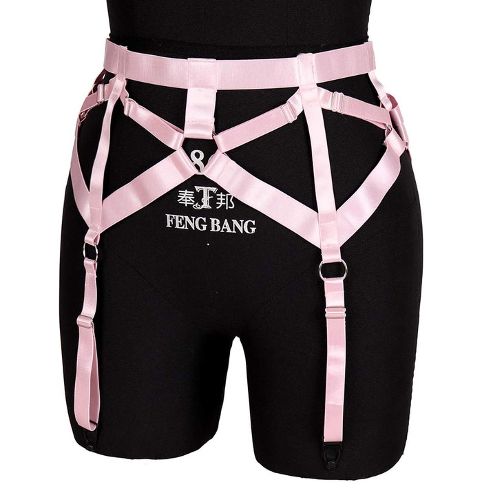 Жіночий пояс-петля з 4 кліпсами, пояс-стрінг, шкарпетки в стилі Харадзюку, універсальний розмір, рожевий