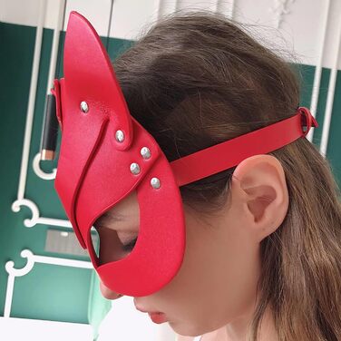 Маска для обличчя SINSEN з котячого хутра для жінок, червона, аксесуар для косплею, карнавалу та Хелловіну