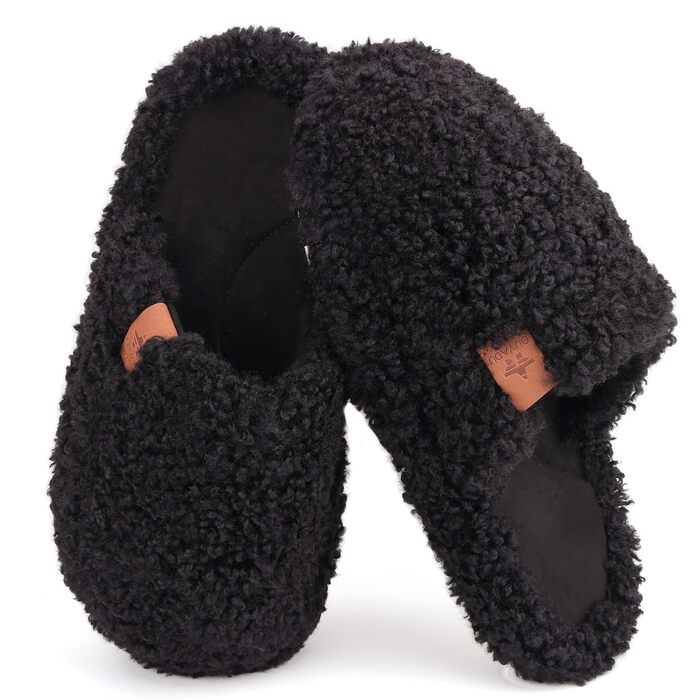 Жіночі м'які капці з ефектом пам'яті (Memory Foam), плюшеві домашні тапочки чорного кольору, розмір 42/43 EU