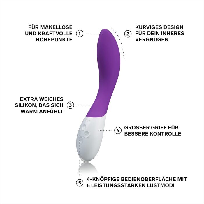 LELO Mona 2 – Електричний стимулятор точки G для жінок, бездротовий вібратор-масажер, фіолетовий