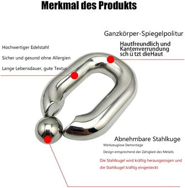 Еротичний ходенсак (овальний) з кулькою-розтягувачем, нержавіюча сталь, CBT, металевий ходенсак, кільце для статевого члена, тренажер для розтягування