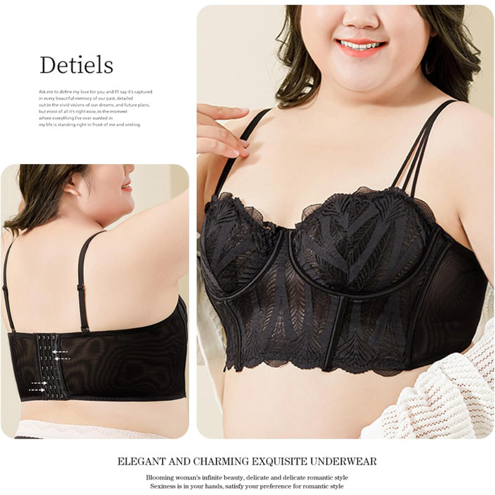 Чорний бюстгальтер Necalisi Dirndl BH з пуш-ап та мереживом, розмір 38/85C, для вечірніх та весільних суконь