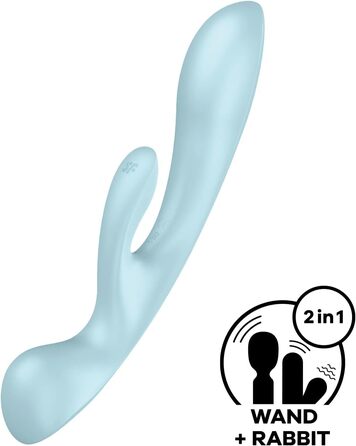 Вібратор Satisfyer Triple Oh G-Punkt Klitoris Stimulator | 3 мотори | Гнучкий, водонепроникний (IPX7) | 2x12 програми | Інтимні іграшки для жінок (блакитний)