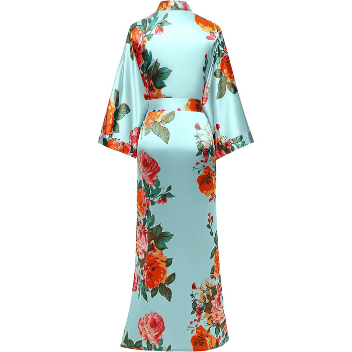 Кимоно-халат BABEYOND великого розміру з квітковим принтом, сатин, блакитний