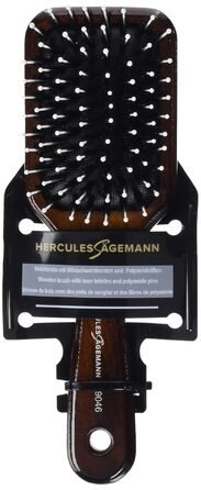 Масажна щітка для волосся HERCULES SÄGEMANN Paddle Brush, дерев'яна, з натуральною щетиною кабана та нейлоновими штифтами, коричнева