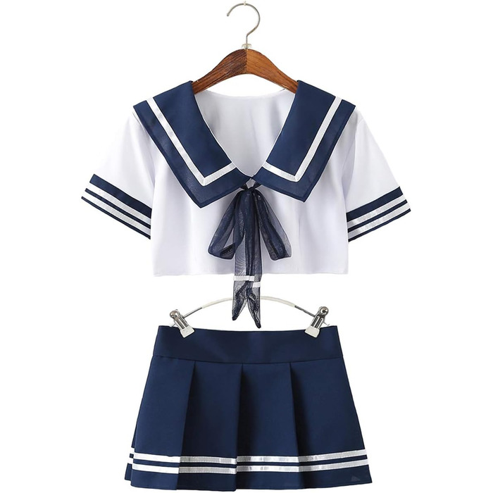 Костюм для косплею Шкільної Дівчинки: Комплект нижньої білизни з міні-самурайським костюмом, темно-синій (3-частинний)