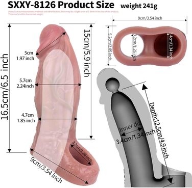 Мастурбатор для чоловіків, портативний, з повним покриттям, подовжувач пеніса, реалістична гума, кільце для пеніса, подовжує та збільшує