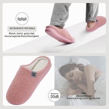 Жіночі теплі капці WateLves з ефектом пам'яті (Memory Foam), протиковзаючі домашні тапочки з штучним хутром на плоскій підошві, рожеві, розмір 41.5 EU