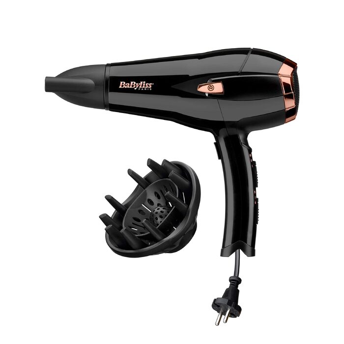 Фен для волосся BaByliss Cordkeeper D373E з автоматичним змотуванням кабелю, 2000Вт, іонізація Anti-Frizz, 3 температурних та 2 режиму швидкості, чорний