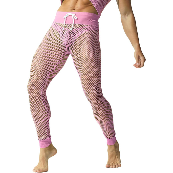 Чоловічі шорти YUFEIDA з сітчастою в'язки, рожеві, L. Дихаючі спортивні лосини з регульованою талією