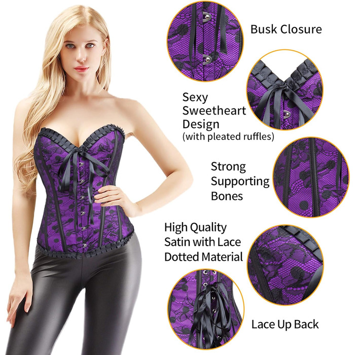 Жіночий корсет-топ Alivila.Y з квітковим принтом, денім, вінтажний стиль, розмір S, фіолетовий