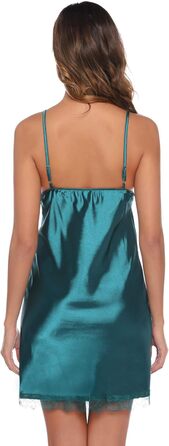 Сексуальний шовковий халат-кімоно Sykooria для жінок, комплект з 2 шт. (халат та нічне сорочка), V-подібний виріз, з поясом, для свята, білий/темно-зелений, XXL