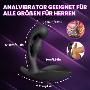 Анальний вібратор для чоловіків PINTLE з пультом керування: 10 режимів вібрації, масажер яєчок