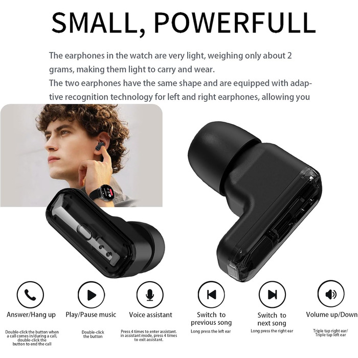 Смарт-годинник з Bluetooth-навушниками 2-в-1, фітнес-трекер з екраном 1.39