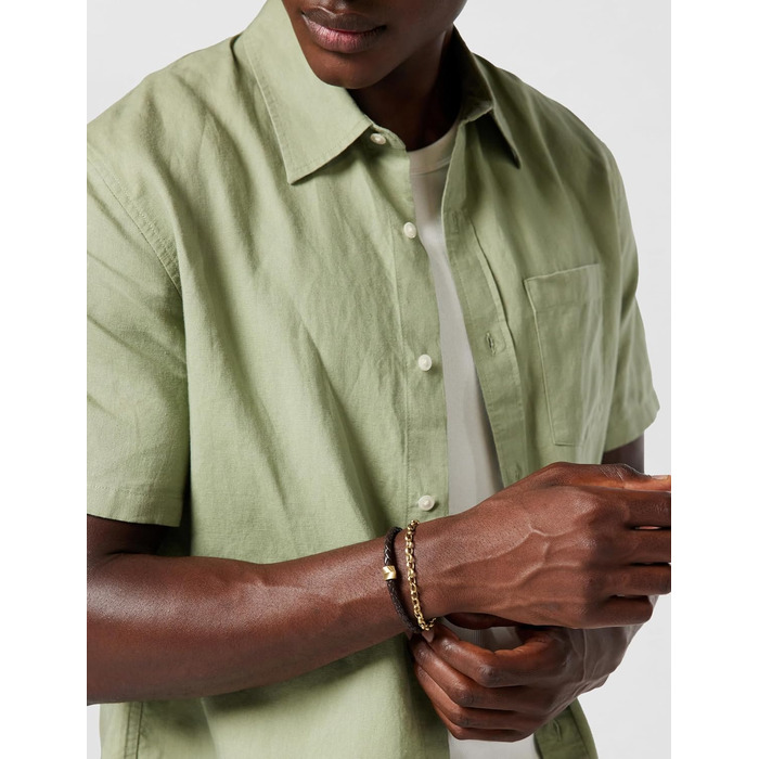 Чоловічий браслет Fossil Casual Texture зі шкіри та нержавіючої сталі, коричневий з золотом
