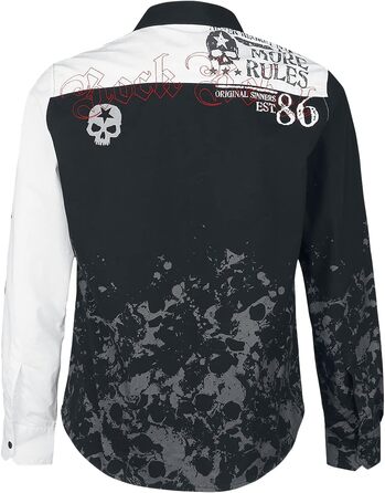 Чоловіча сорочка Rock Rebel з рок-принтом XXL чорно-біла