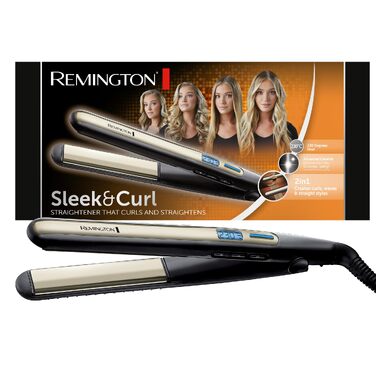 Випрямляч для волосся Remington Sleek & Curl S6500 з керамічним покриттям Ultra-Turmalin, LCD-дисплеєм, 150-230°C для випрямлення та створення локонів