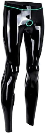 Чоловічі латекс-легінси, тонкі гумові легінси з кільцями, індивідуальний дизайн, чорний, 3XL