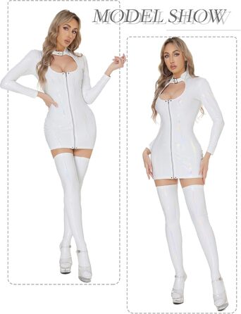 Жіноче лаковане шкіряне плаття-корсет, сукня для вечірок, клубів, косплей-костюм, розмір S-3XL (білий, L-XL)