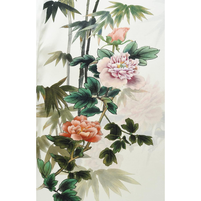 Шовковий халат-кімоно Ledamon для жінок, 100% шовк, довгий, квітковий дизайн, нічний халат (універсальний розмір, слонова кістка)