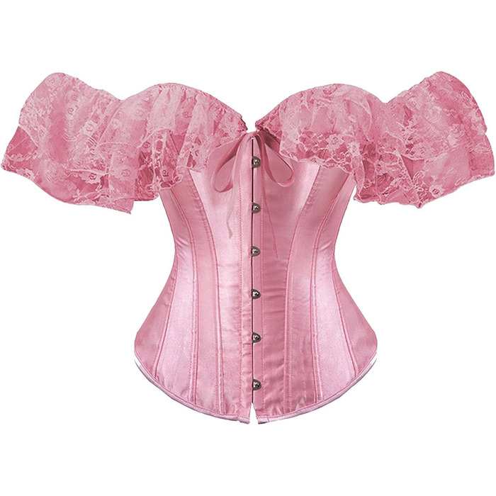 Корсет-топ Daen Korsett: корсет з шнурівкою, топ-корсе, повномірна грудь, великі розміри, рожевий (M)